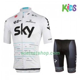 Kind Fietskleding (Fietsshirt + Fietsbroek Kort) 2017 Team Sky N003